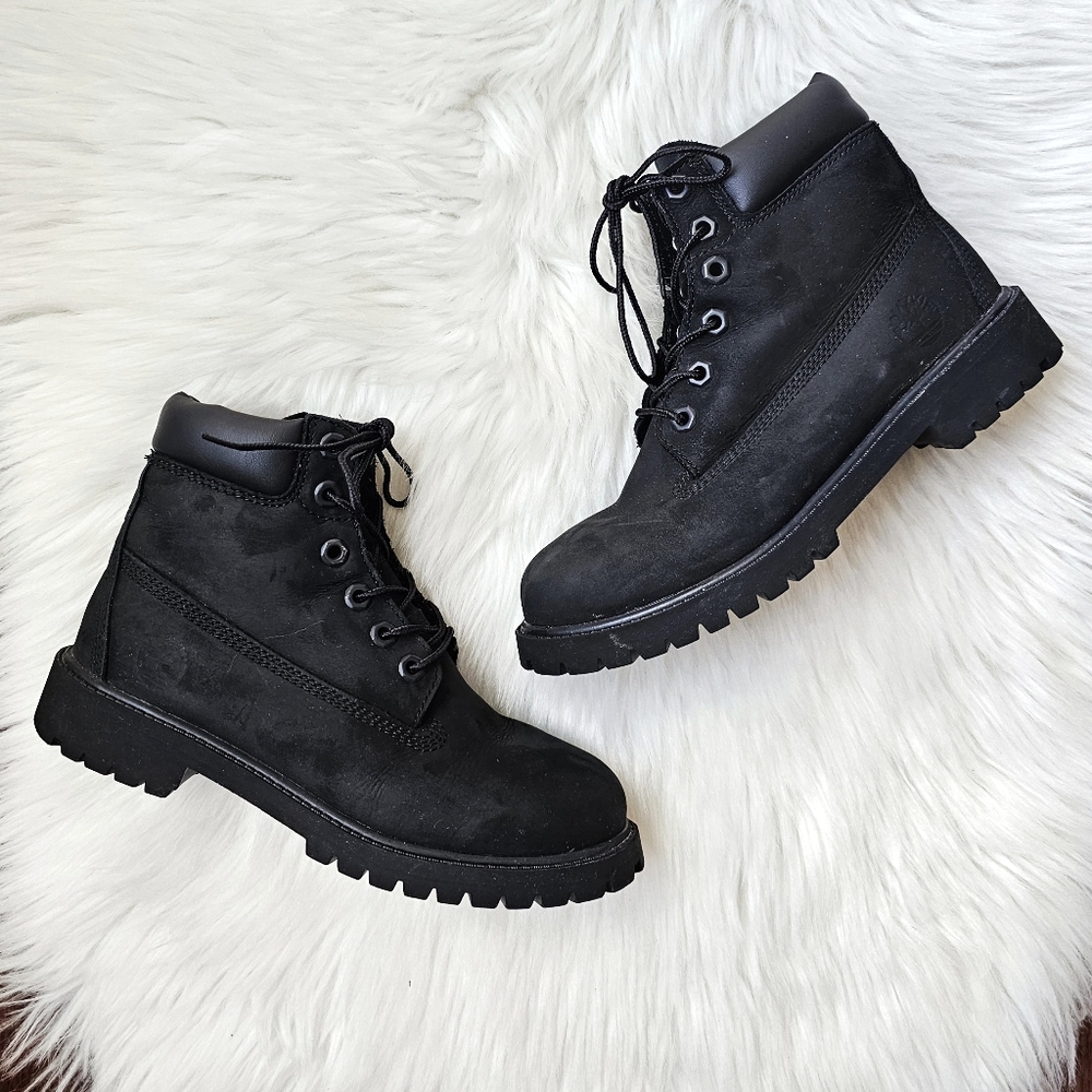 Timberland Premium Black Nubuck Leather Boots Anti Fatigue Junior Size 4.5M